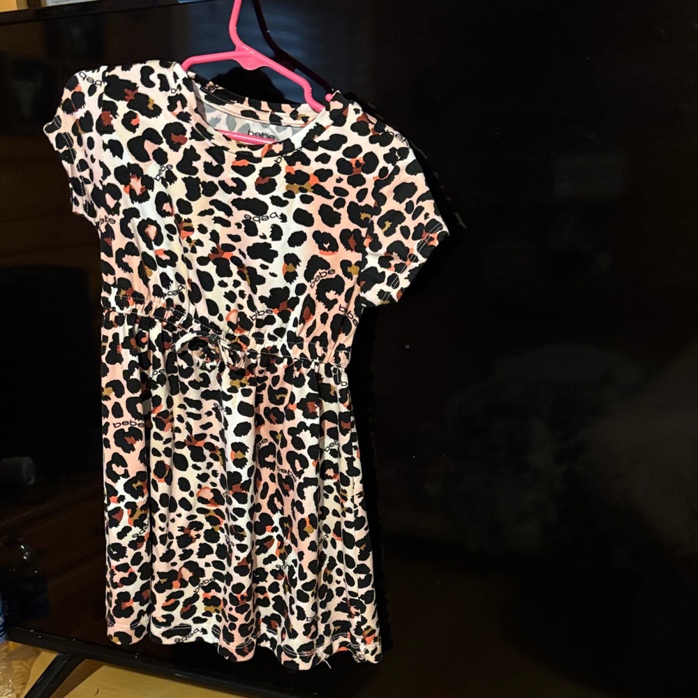 bebe Pink and Black Leopard Print Kids Dress